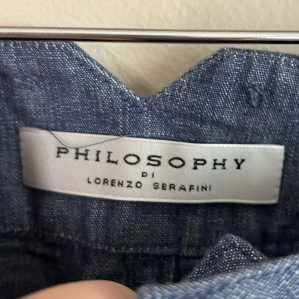 Philosophy Blue Denim High Rise Straight Leg Boho Jeans with Frayed Hem Size 2 - Picture 3 of 7